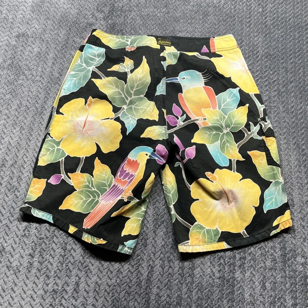 Polo Ralph‎ Lauren Board Shorts Men’s 33 Swim Trunks Tropical Birds